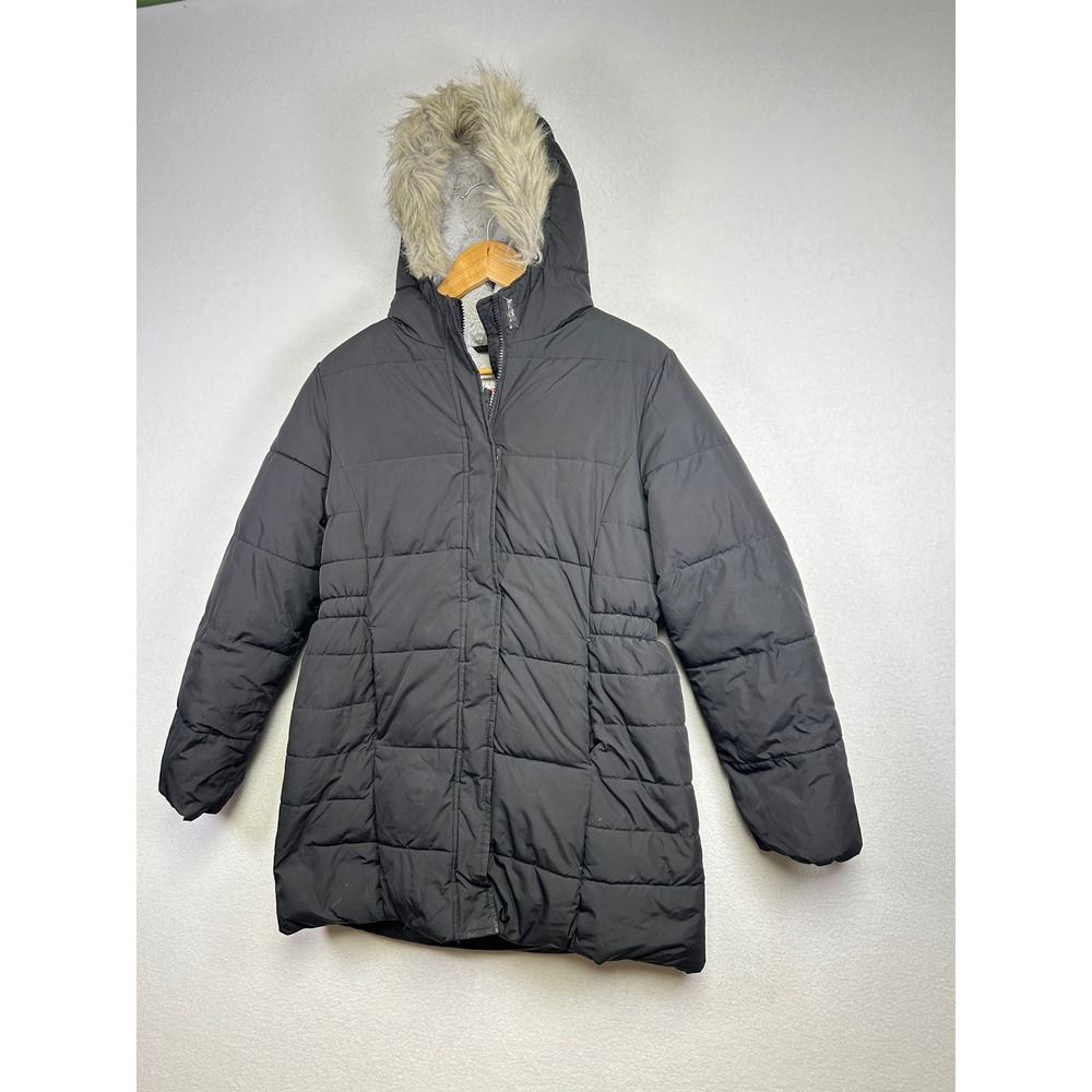 Childrens Place Girls Black Puffer Coat Faux Fur Hood Lined Winter Warm XXL 16 - Picture 13 of 13